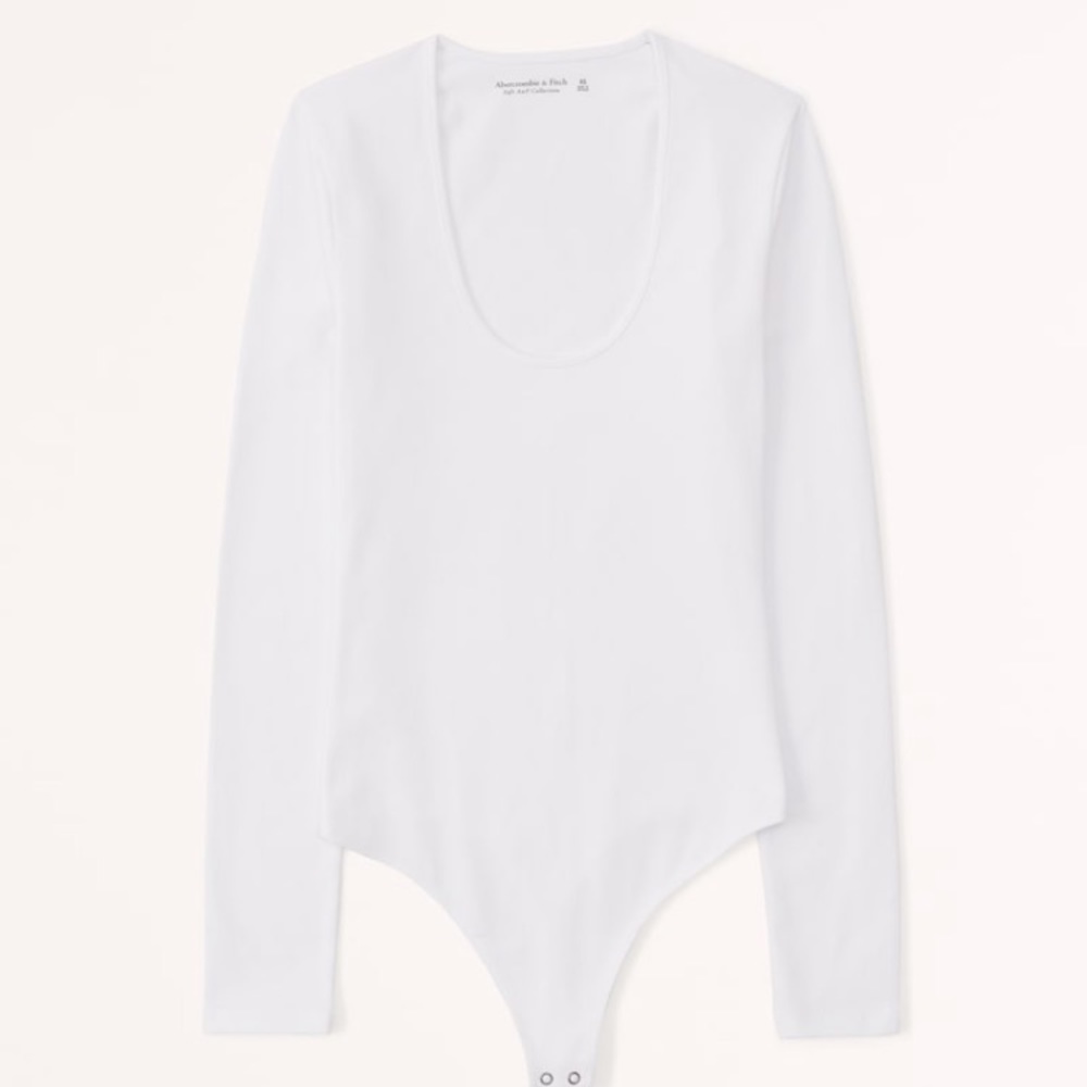 White Abercrombie and fitch long sleeve bodysuit size large